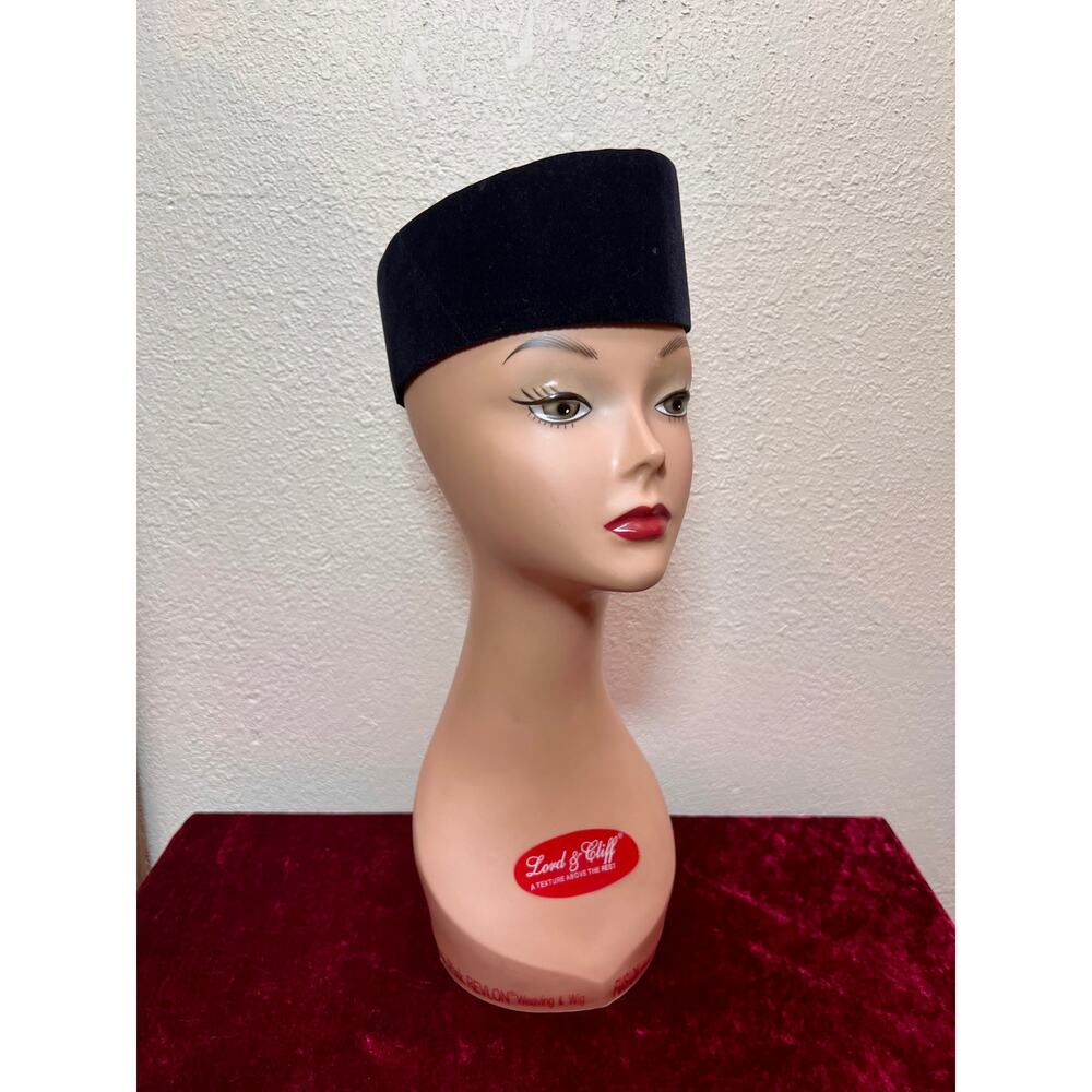 Vintage Accessories - Taqiyah / Kufi Hat Black Short Pile Lyon Velvet - 22 1/2"